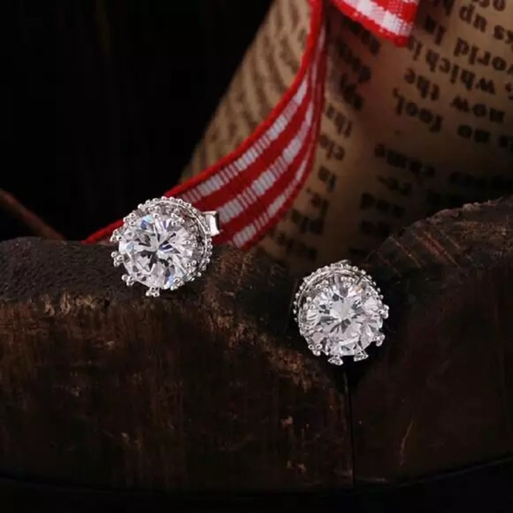 New 925 STERLING SILVER CZ Earrings - Picture 2 of 2